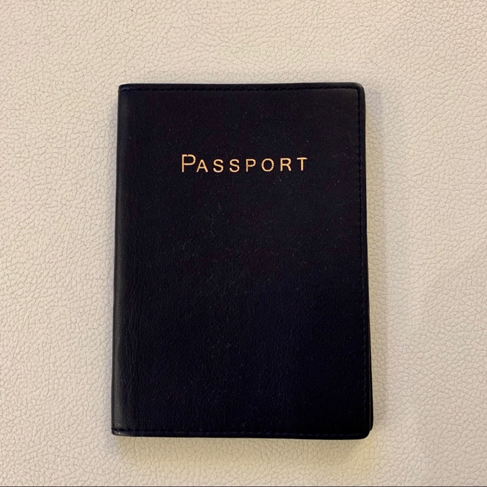 JCrew Rose Gold + Navy Passport Case